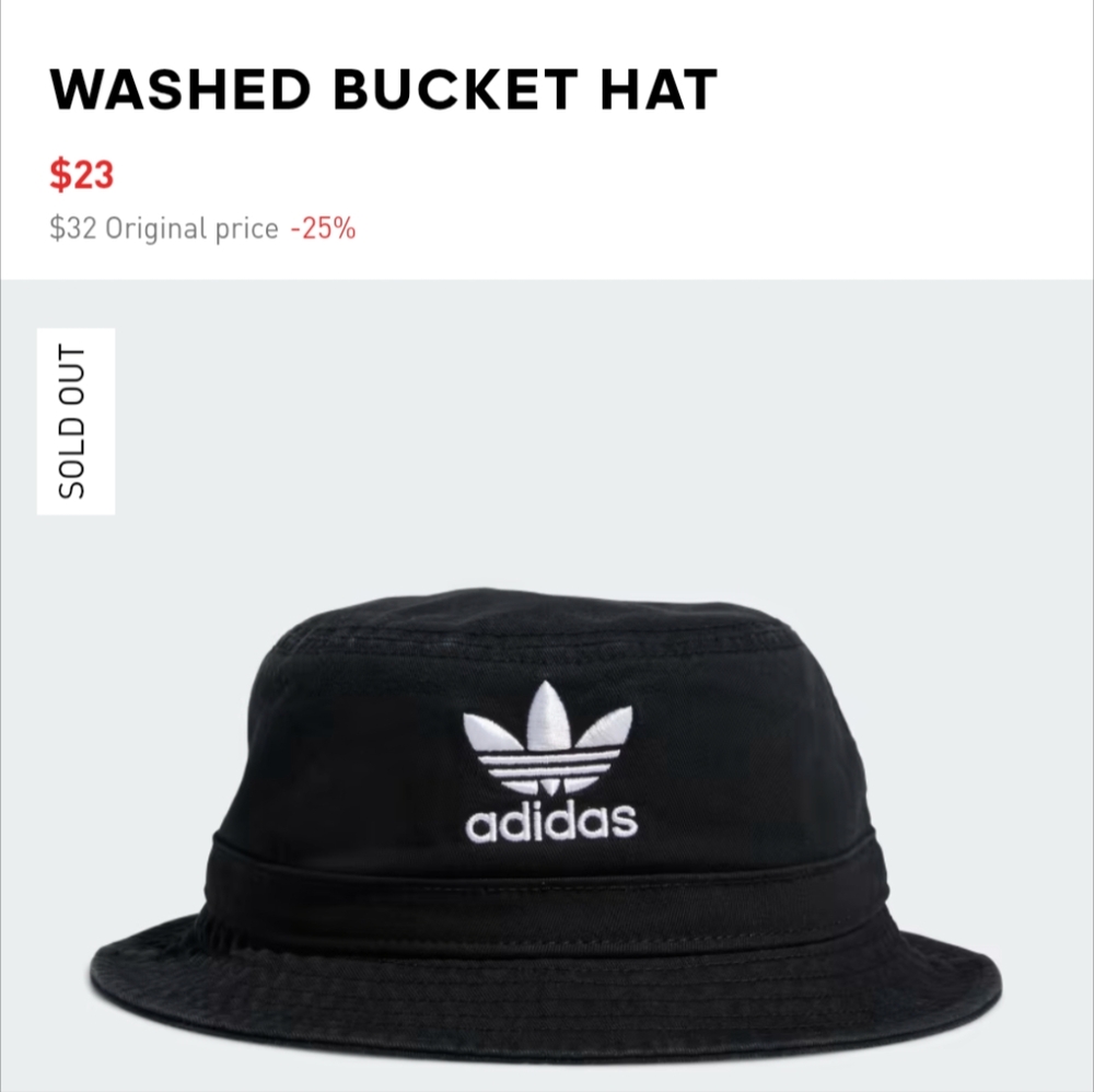 Adidas Classic Black Bucket Hat